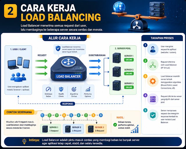 Load Balancing: Pengertian, Cara Kerja, Fungsi, Jenis, dan Contohnya