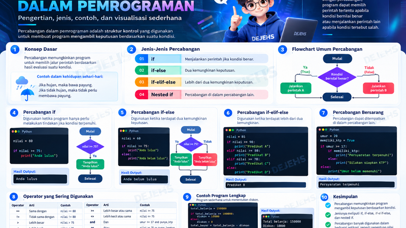 Percabangan dalam Pemrograman: Pengertian, Jenis, dan Contohnya